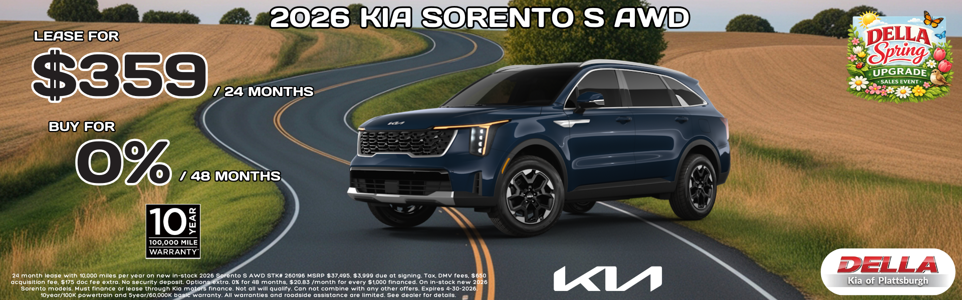 2026 Kia Sorento Sale at DELLA Kia in Plattsburgh