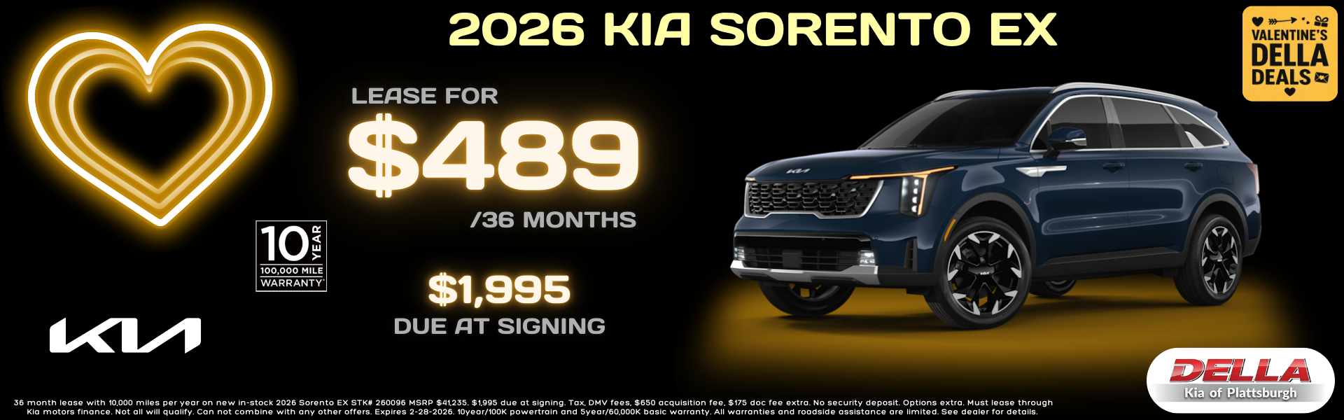 2026 Kia Sorento Sale at DELLA Kia in Plattsburgh