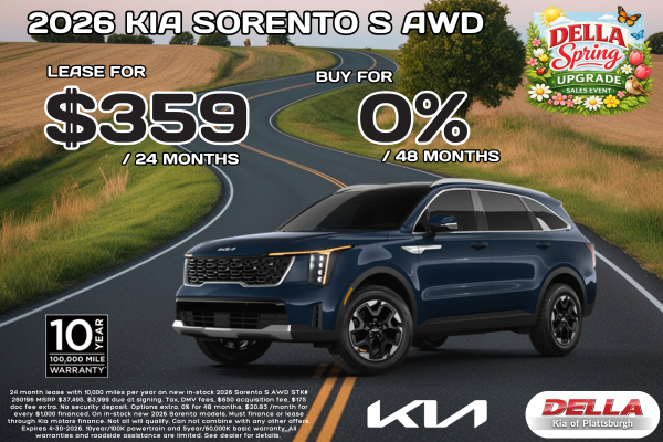 2026 Kia Sorento Sale at DELLA Kia in Plattsburgh