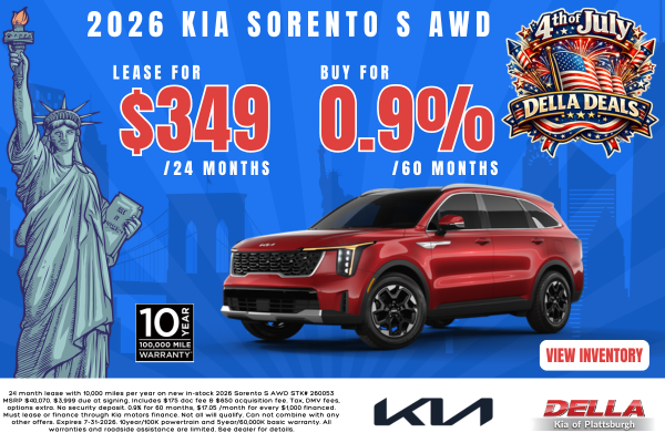 2026 Kia Sorento Sale at DELLA Kia in Plattsburgh